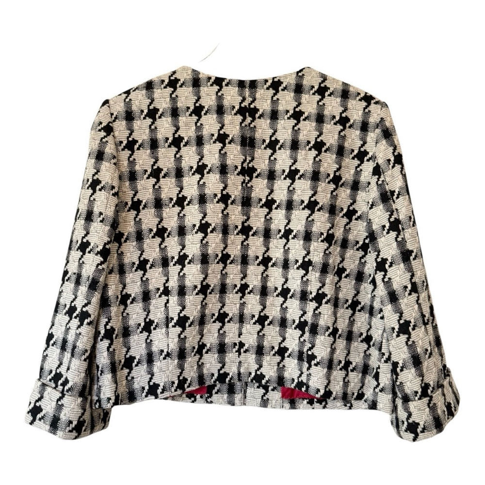 Larry Levine Womens Houndstooth Collarless Tweed Blazer Jacket Size 16 - Picture 7 of 12